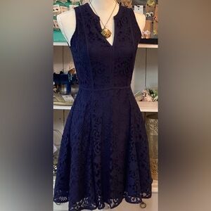 LC Lauren Conrad Navy Lace Dress